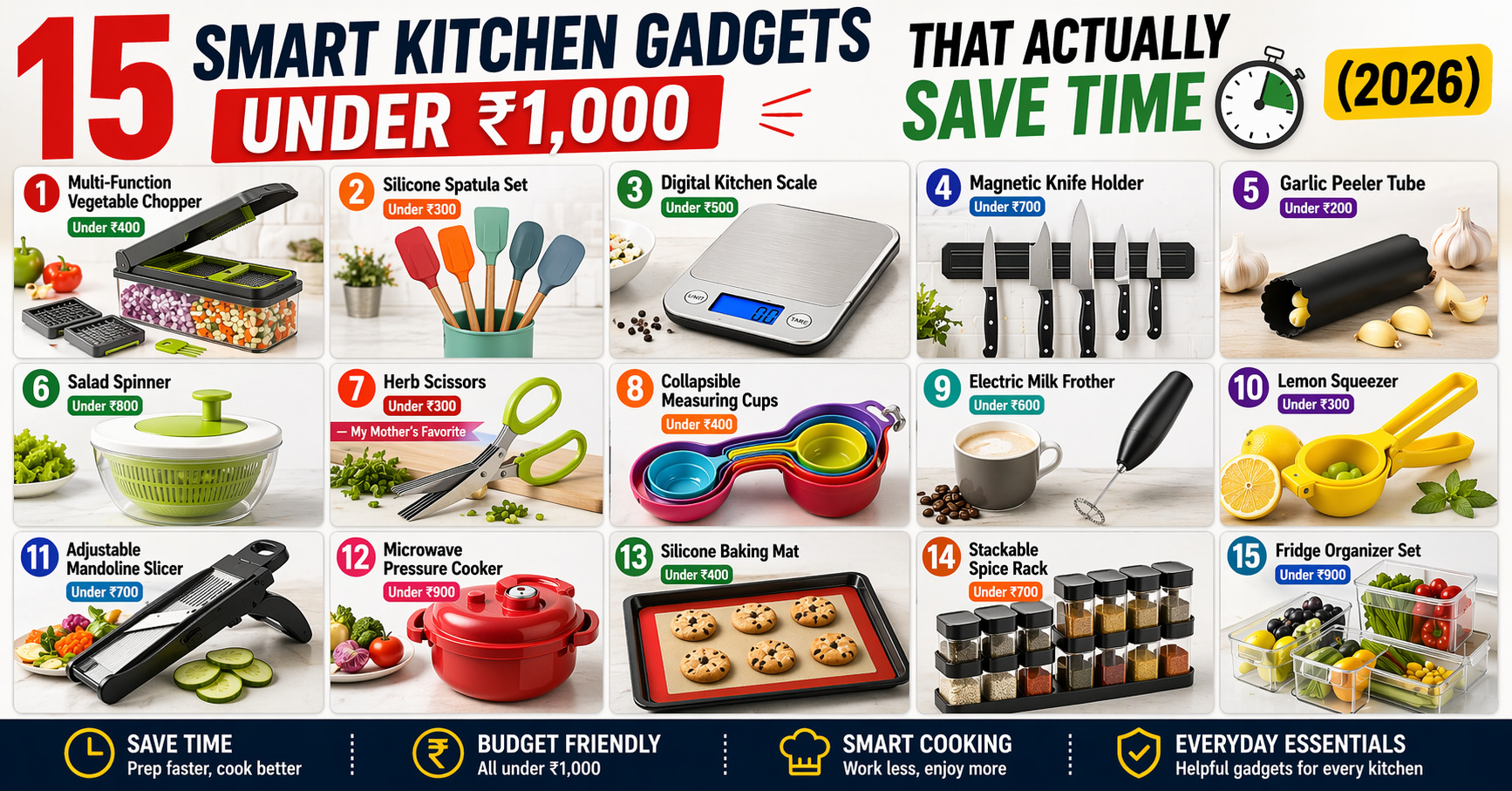 15 Smart Kitchen Gadgets Under ₹1,000 That Actually Save Time (2026)