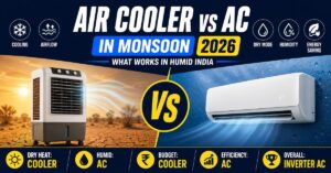 Air Cooler vs Inverter AC in Monsoon: What Actually Works in Humid India (2026 Guide + Top Picks) 2 air cooler vs AC monsoon India